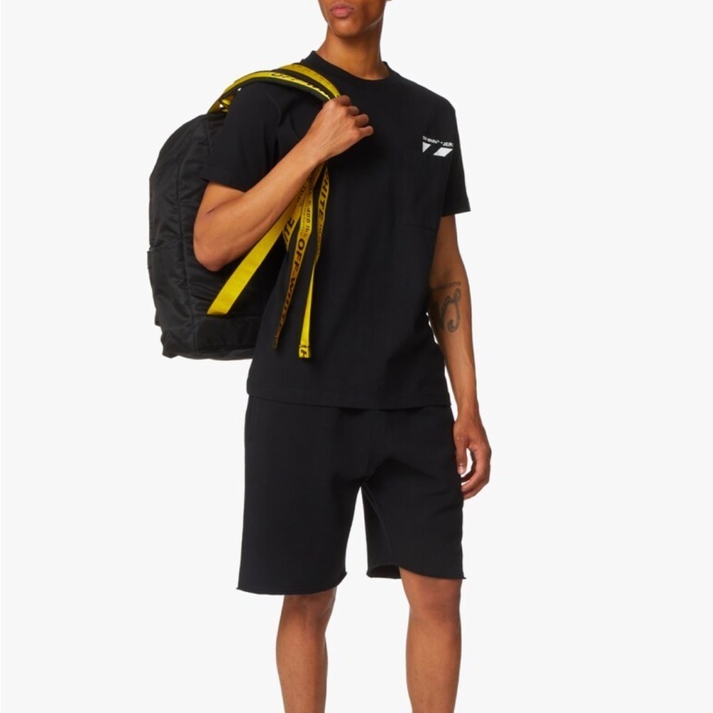 NWT Off-White Diagonal Jersey pocket Short Sleeve Tee Shirt Black White XS